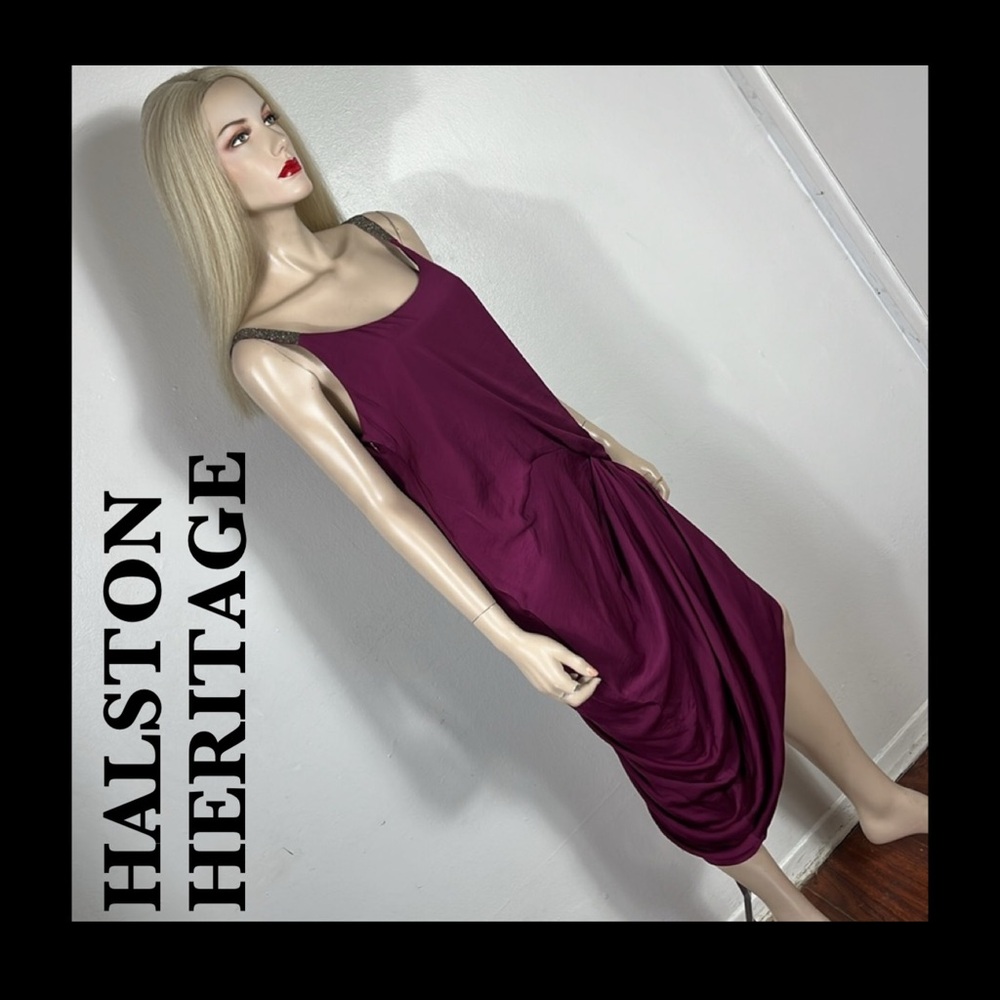 Halston Heritage Midi Dress in Rich Purple